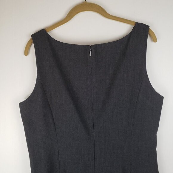 Calvin Klein Boat Neck Sleeveless Dress Gathered Side Gray Business Size 14 - Picture 5 of 9